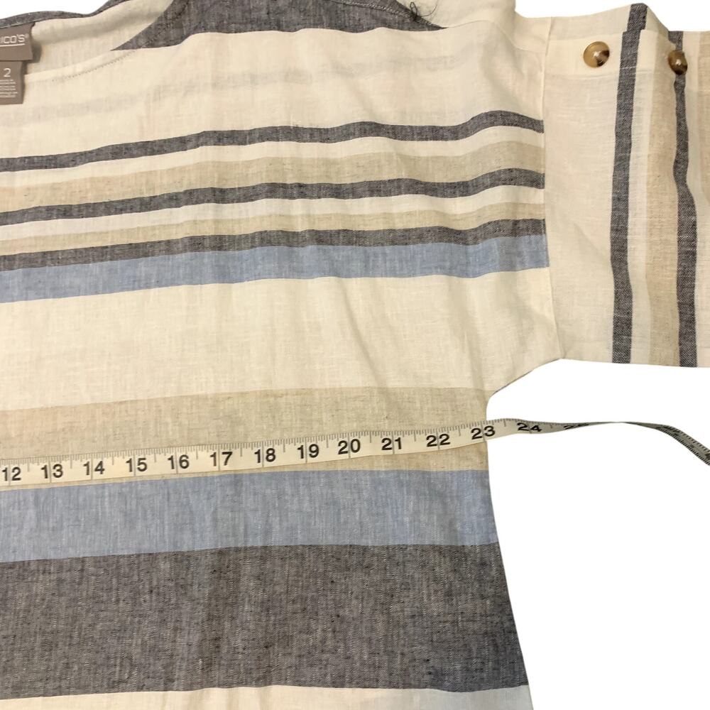 Chico's Linen Blend Popover Top and Linen Pull On Ankle Pant Set Size 12 - Picture 5 of 15